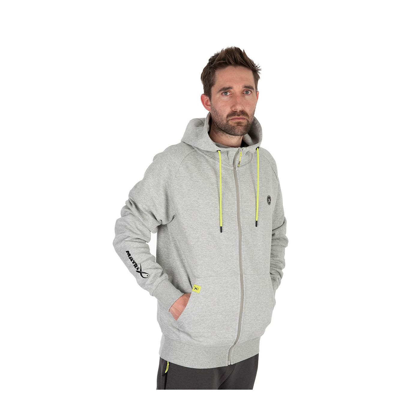 Bluza Matrix Black Edition Full Zip Hoody (Marl Grey / Lime) roz. S - Centrum wędkarskie - Sklep wędkarski Jarofishing