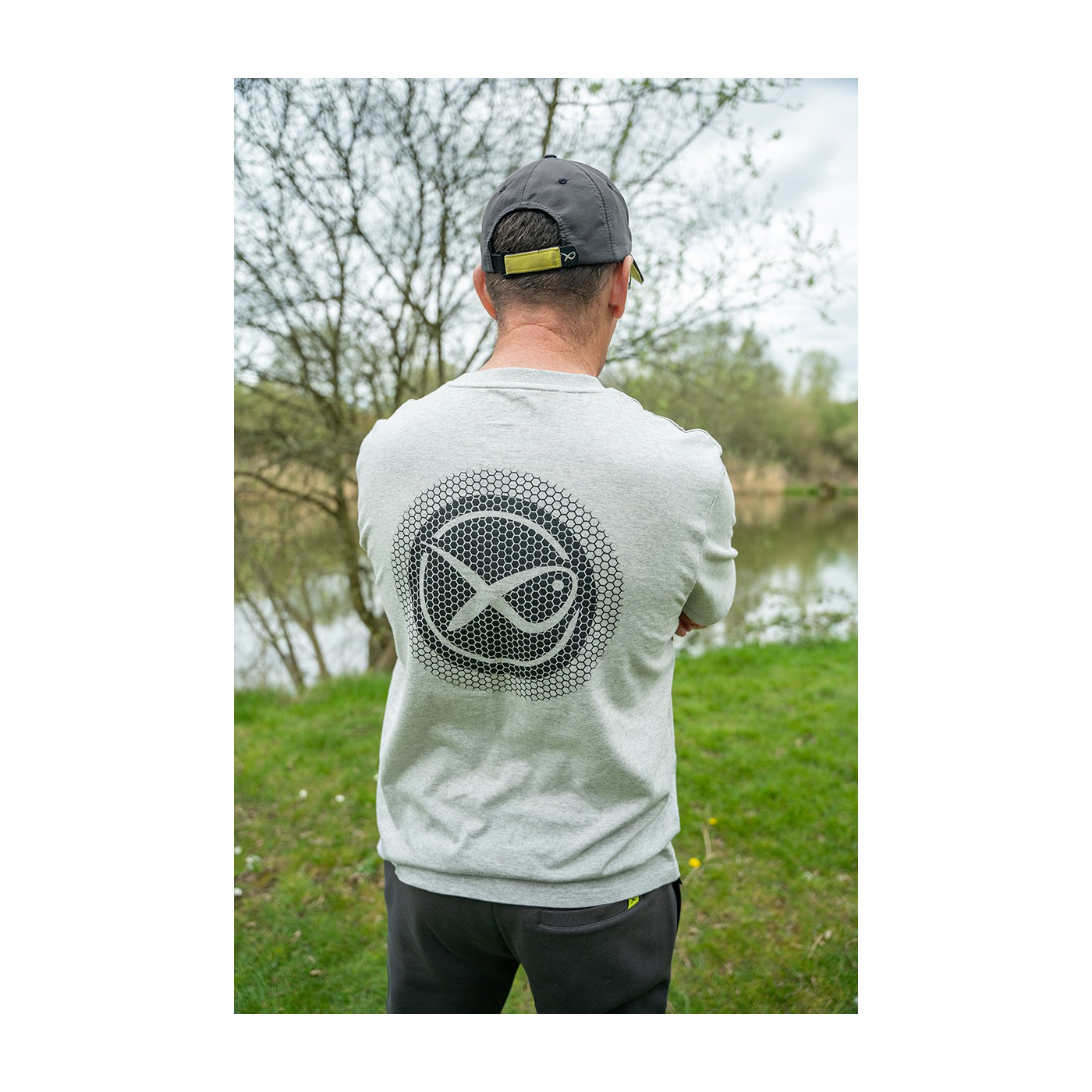 T-Shirt Matrix Large Logo T-shirt (Marl Grey / Lime) - roz. XXXL - Centrum wędkarskie - Sklep wędkarski Jarofishing