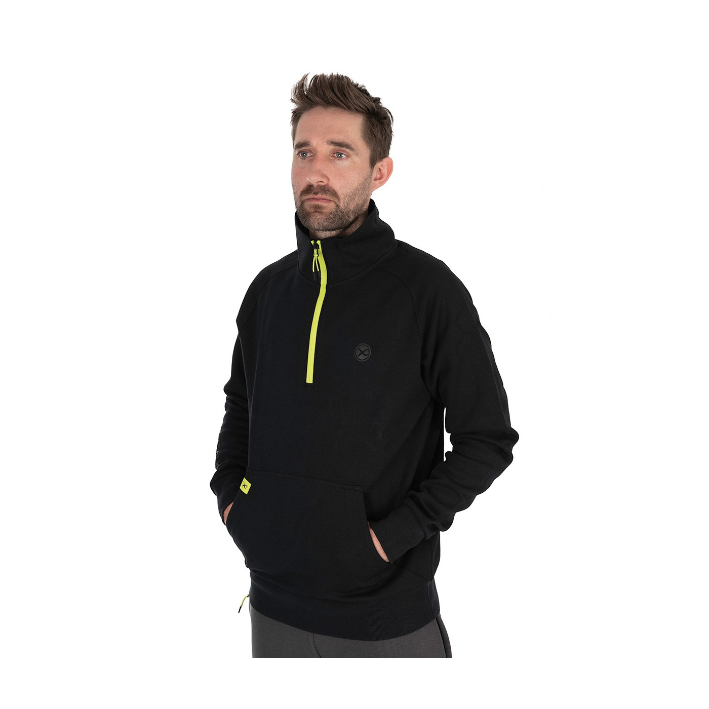 Bluza Matrix Black ¼ Zip Sweater (Black / Lime) Roz. M - Centrum wędkarskie - Sklep wędkarski Jarofishing