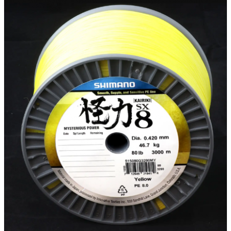 SHIMANO PLECIONKA  KAIRIKI 8 SPLOTÓW  0.13mm / 1m, Yellow