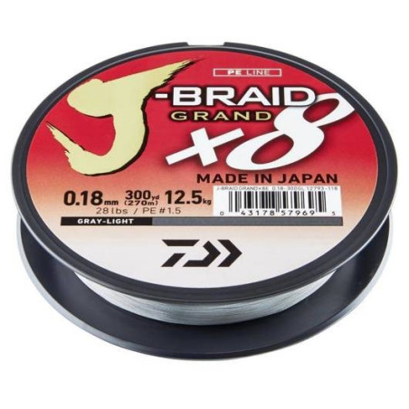 Plecionka Daiwa J-Braid Grand LIGHT GREY X8 0.06mm - Centrum wędkarskie - Sklep wędkarski Jarofishing