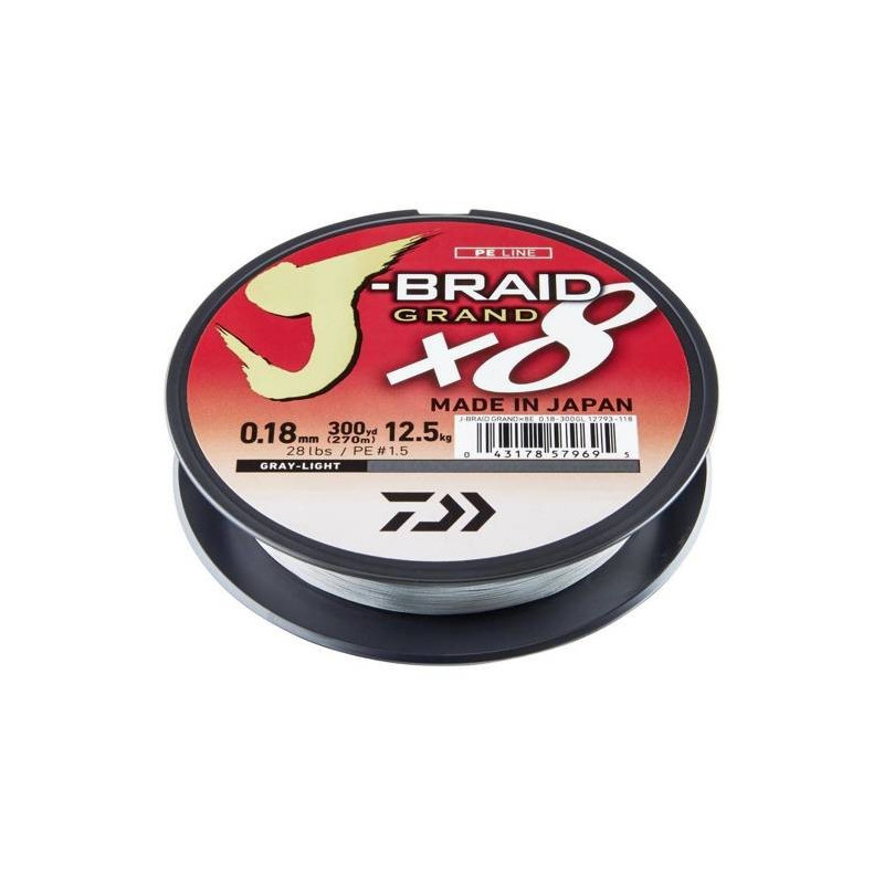 Plecionka Daiwa J-Braid Grand LIGHT GREY X8 0.18mm - Centrum wędkarskie - Sklep wędkarski Jarofishing