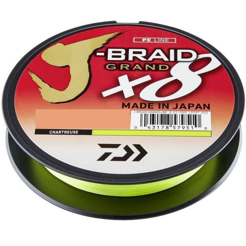 Plecionka Daiwa J-Braid Grand X8 Chartreuse 0.16mm 10kg - Centrum wędkarskie - Sklep wędkarski Jarofishing