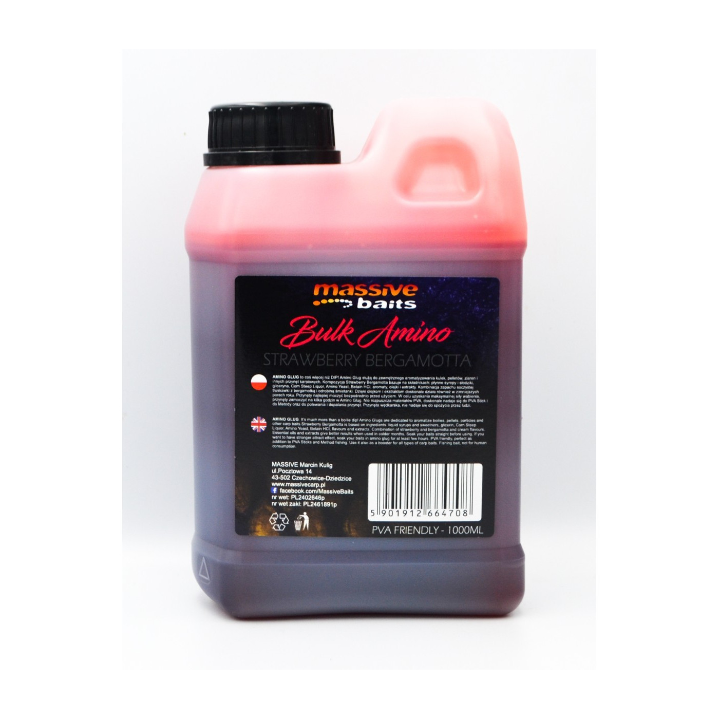 Liquid Massive Baits Bulk Amino Strawberry Bergamotta 1L - Centrum wędkarskie - Sklep wędkarski Jarofishing Liquid Massive Baits Bulk Amino Strawberry Bergamotta 1L - Centrum wędkarskie - Sklep wędkarski Jarofishing