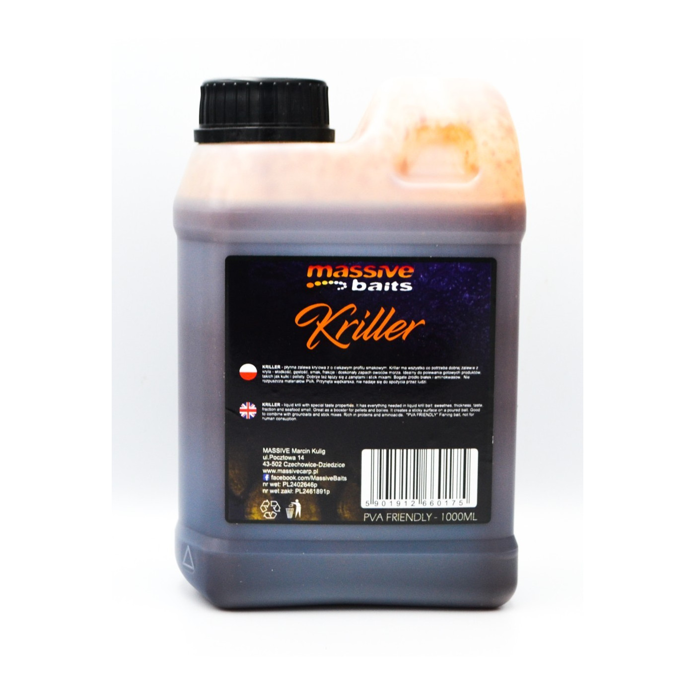 Liquid Massive Baits Kriller 1L - Centrum wędkarskie - Sklep wędkarski Jarofishing
