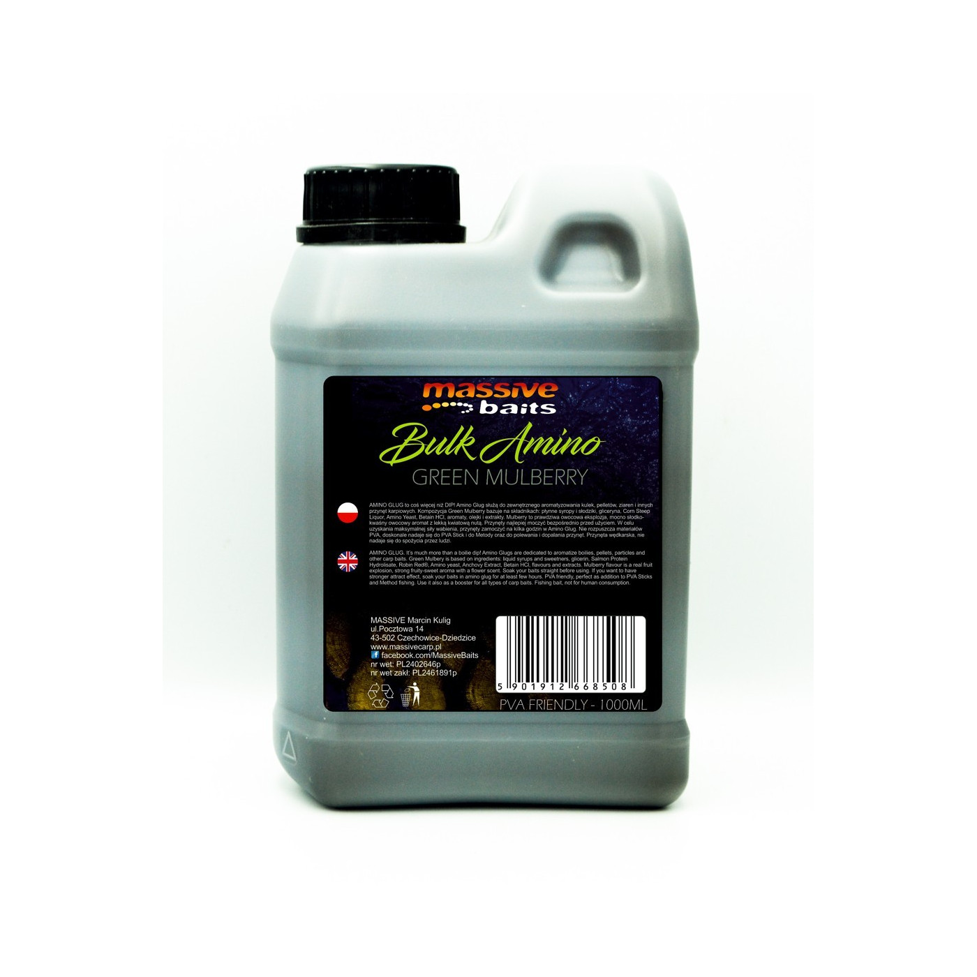 Liquid Massive Baits Bulk Amino Green Mulberry 1L - Centrum wędkarskie - Sklep wędkarski Jarofishing Liquid Massive Baits Bulk Amino Green Mulberry 1L - Centrum wędkarskie - Sklep wędkarski Jarofishing