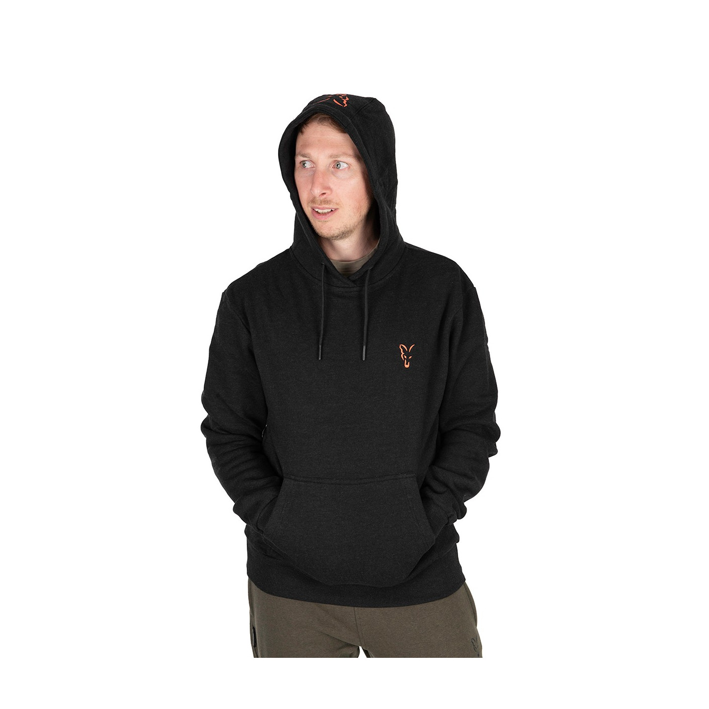 Bluza FOX COLLECTION HOODY BLACK & ORANGE Roz.S - Centrum wędkarskie - Sklep wędkarski Jarofishing