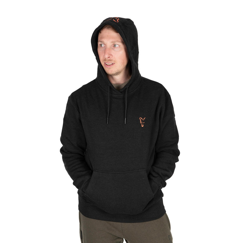Bluza FOX COLLECTION HOODY BLACK & ORANGE Roz.L - Centrum wędkarskie - Sklep wędkarski Jarofishing