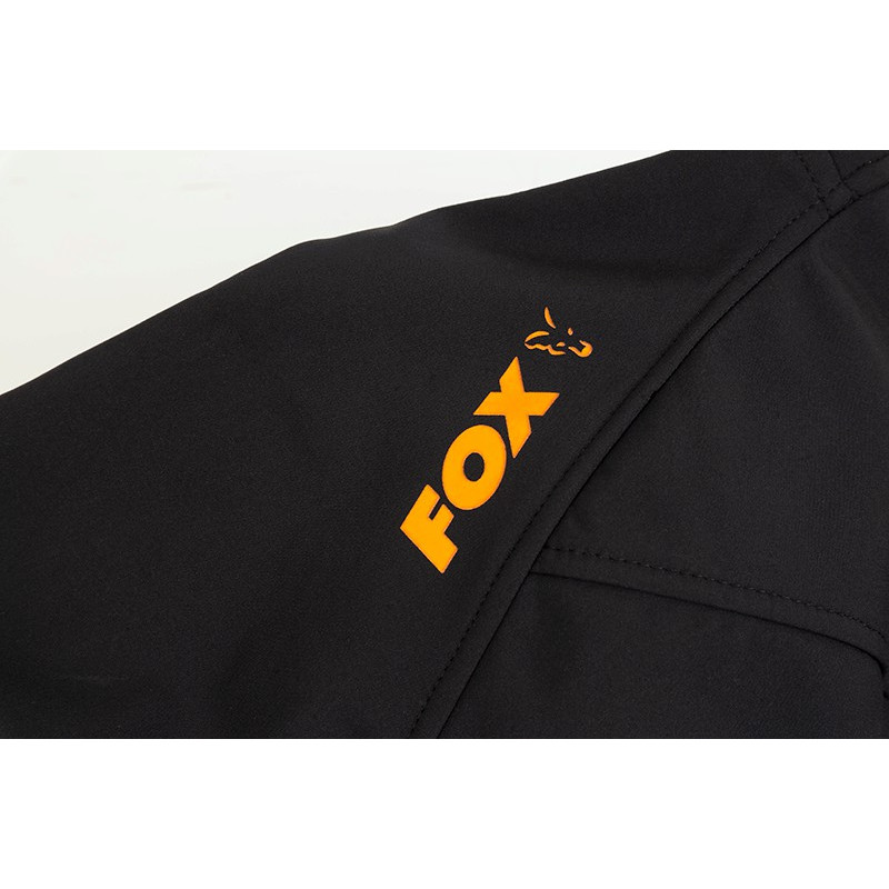 FOX KURTKA-SOFT SHELL COLLECTION ORANGE & BLACK SHELL HOODIE ROZMIAR XXL - Centrum wędkarskie - Sklep wędkarski Jarofishing