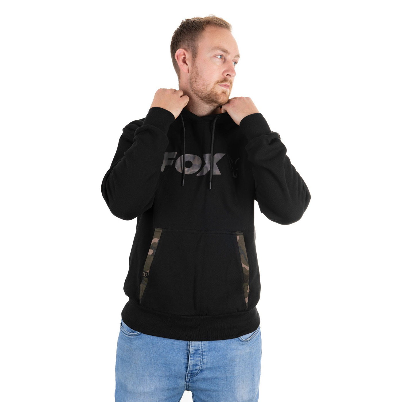 FOX BLUZA BLACK/CAMO HOODY ROZMIAR XXL - Centrum wędkarskie - Sklep wędkarski Jarofishing