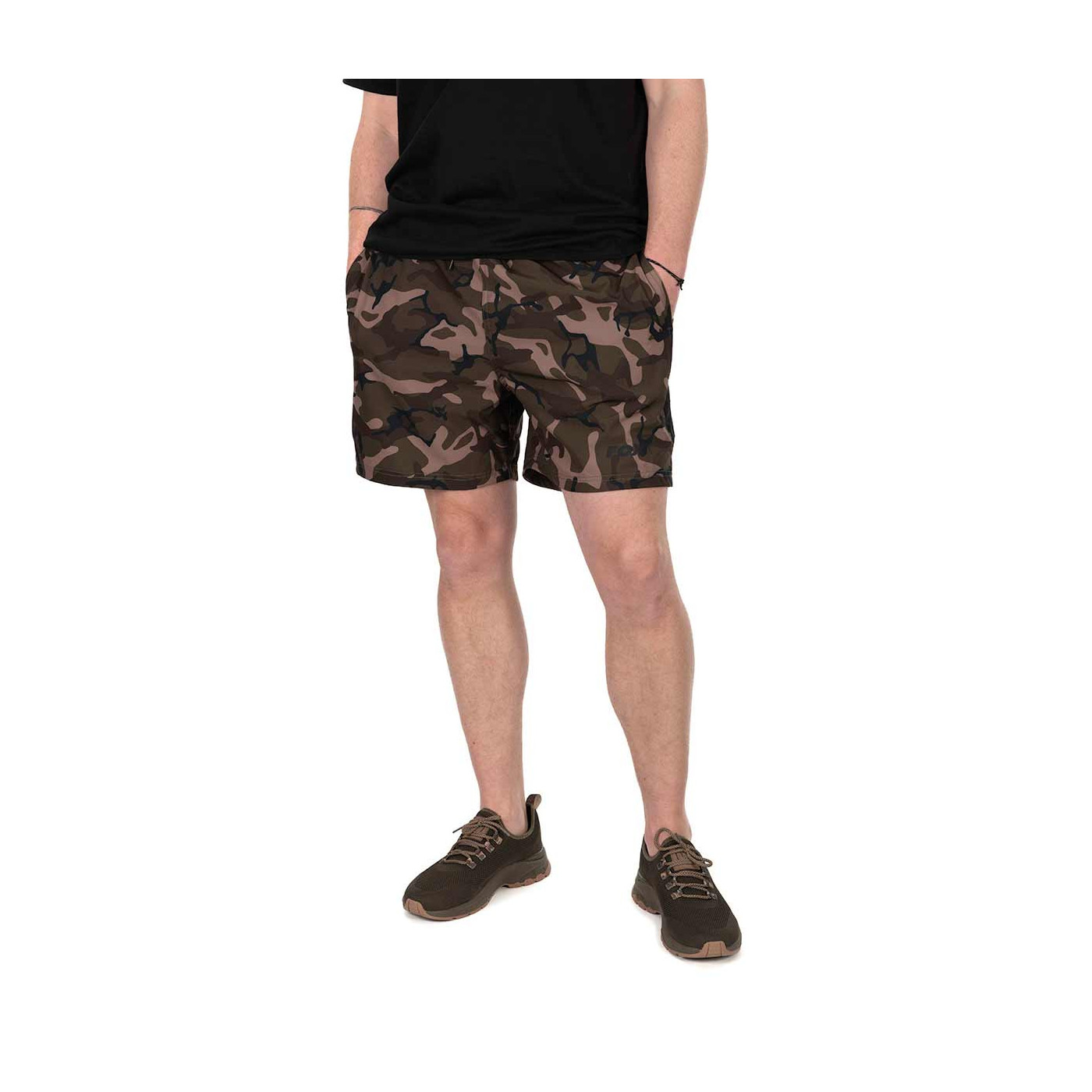 Krótkie Spodenki Fox Black / Camo LW Swim Shorts Roz.XXXL - Centrum wędkarskie - Sklep wędkarski Jarofishing