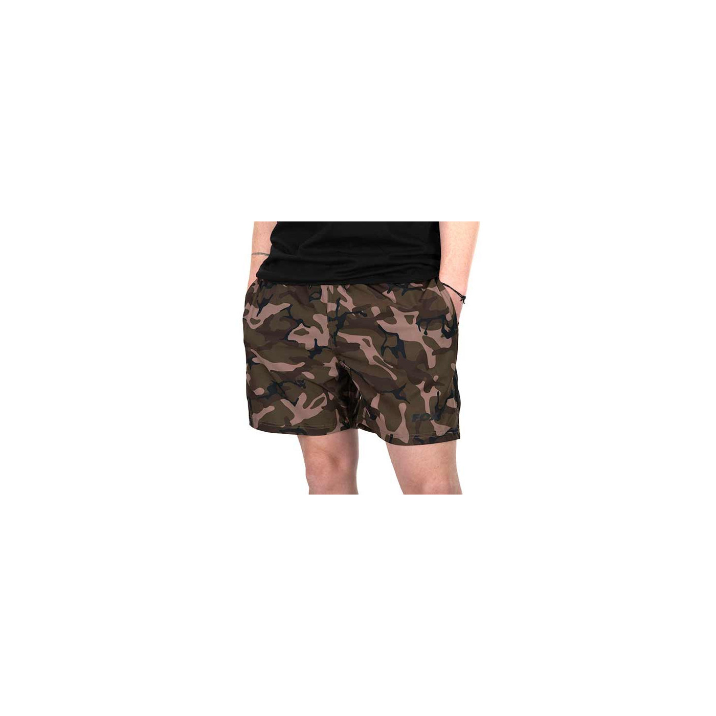 Krótkie Spodenki Fox Black / Camo LW Swim Shorts Roz.XXXL - Centrum wędkarskie - Sklep wędkarski Jarofishing