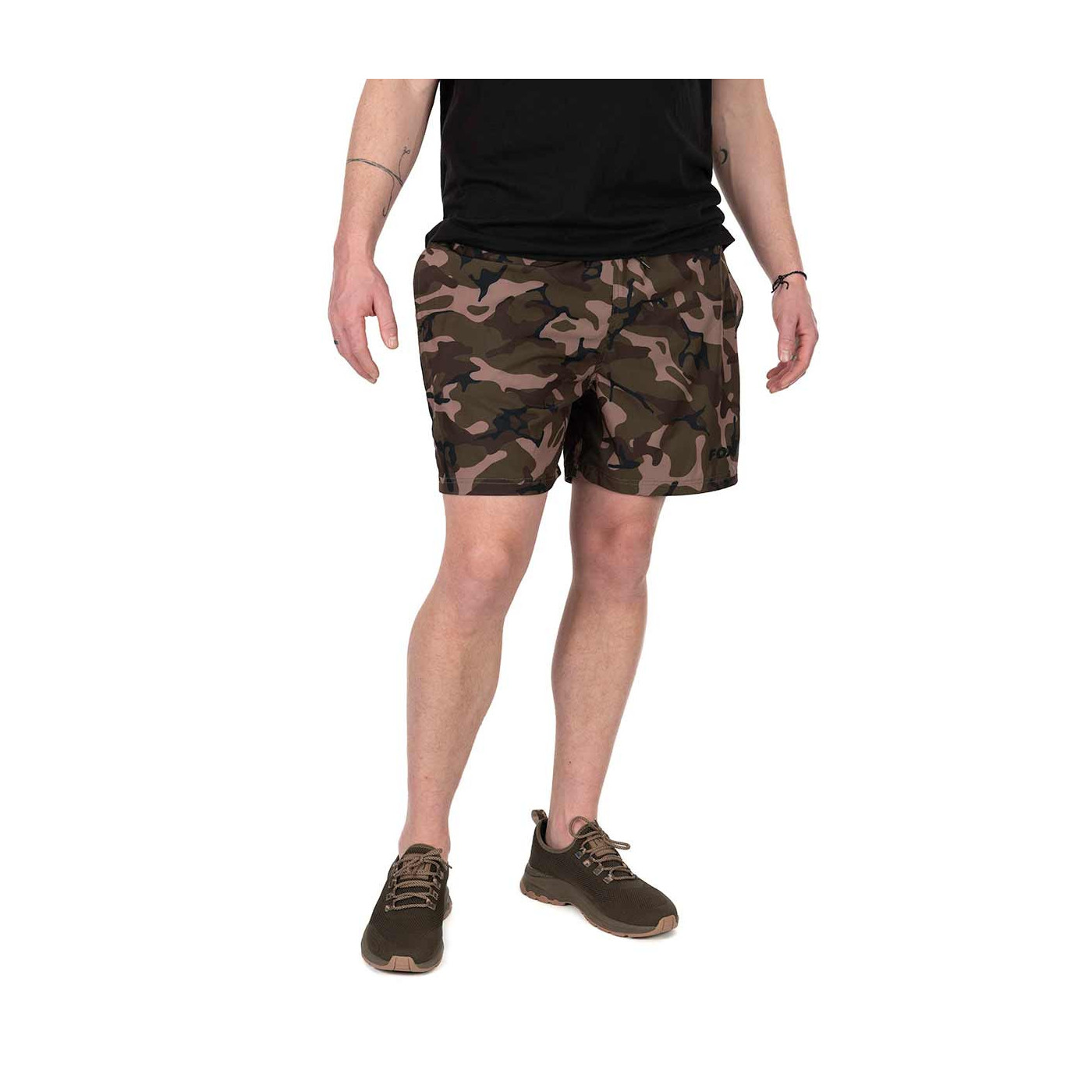 Krótkie Spodenki Fox Black / Camo LW Swim Shorts Roz.XXXL - Centrum wędkarskie - Sklep wędkarski Jarofishing