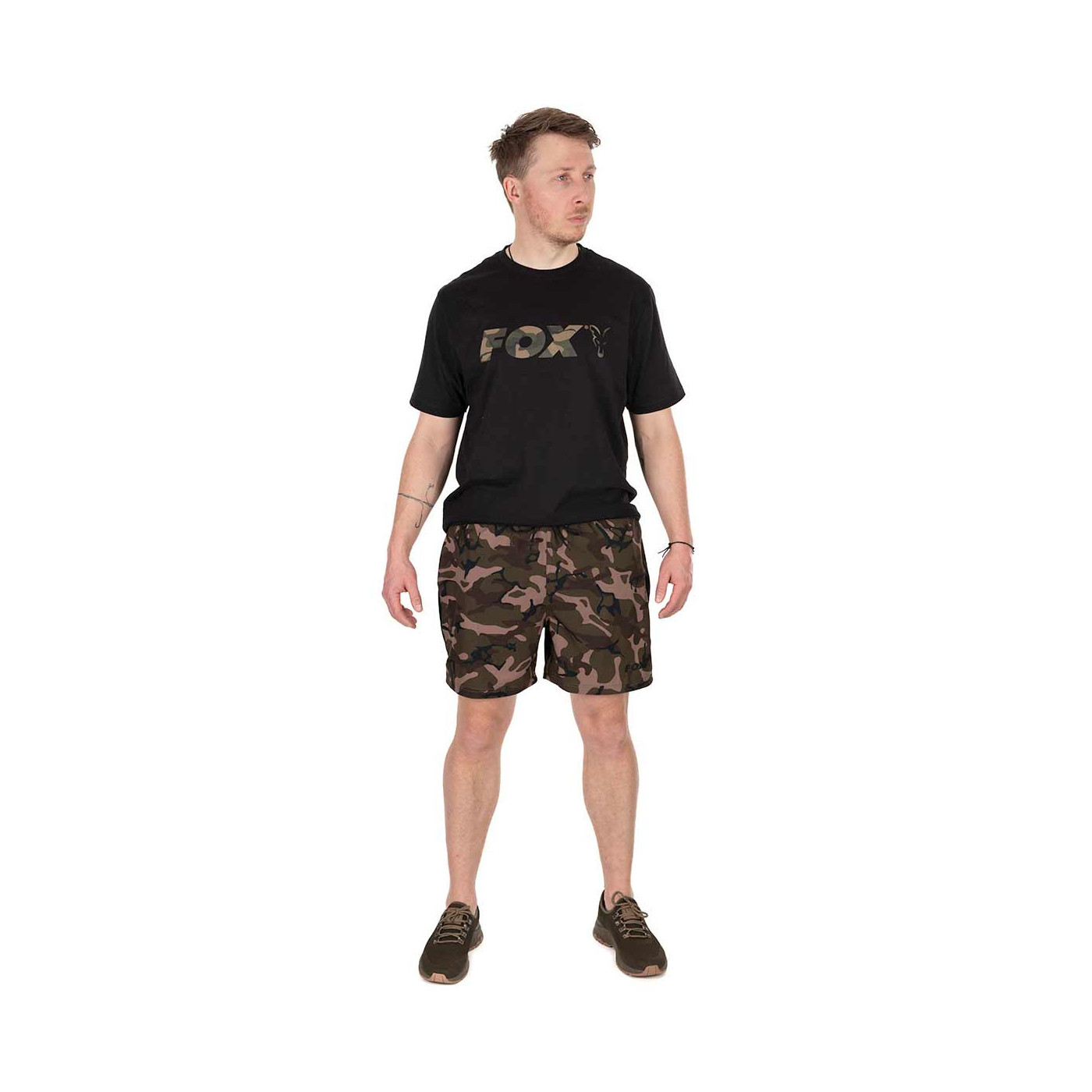 Krótkie Spodenki Fox Black / Camo LW Swim Shorts Roz.XXXL - Centrum wędkarskie - Sklep wędkarski Jarofishing