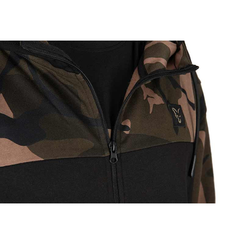 Bluza Fox LW Black / Camo Split Zip Hoody - roz. XXL - Centrum wędkarskie - Sklep wędkarski Jarofishing