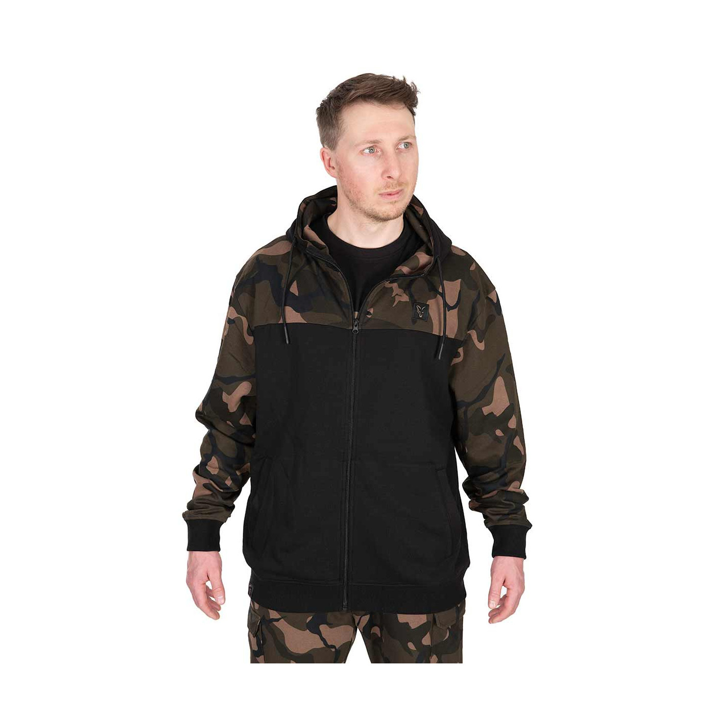 Bluza Fox LW Black / Camo Split Zip Hoody - roz. XXXL - Centrum wędkarskie - Sklep wędkarski Jarofishing Bluza Fox LW Black / Camo Split Zip Hoody - roz. XXXL - Centrum wędkarskie - Sklep wędkarski Jarofishing