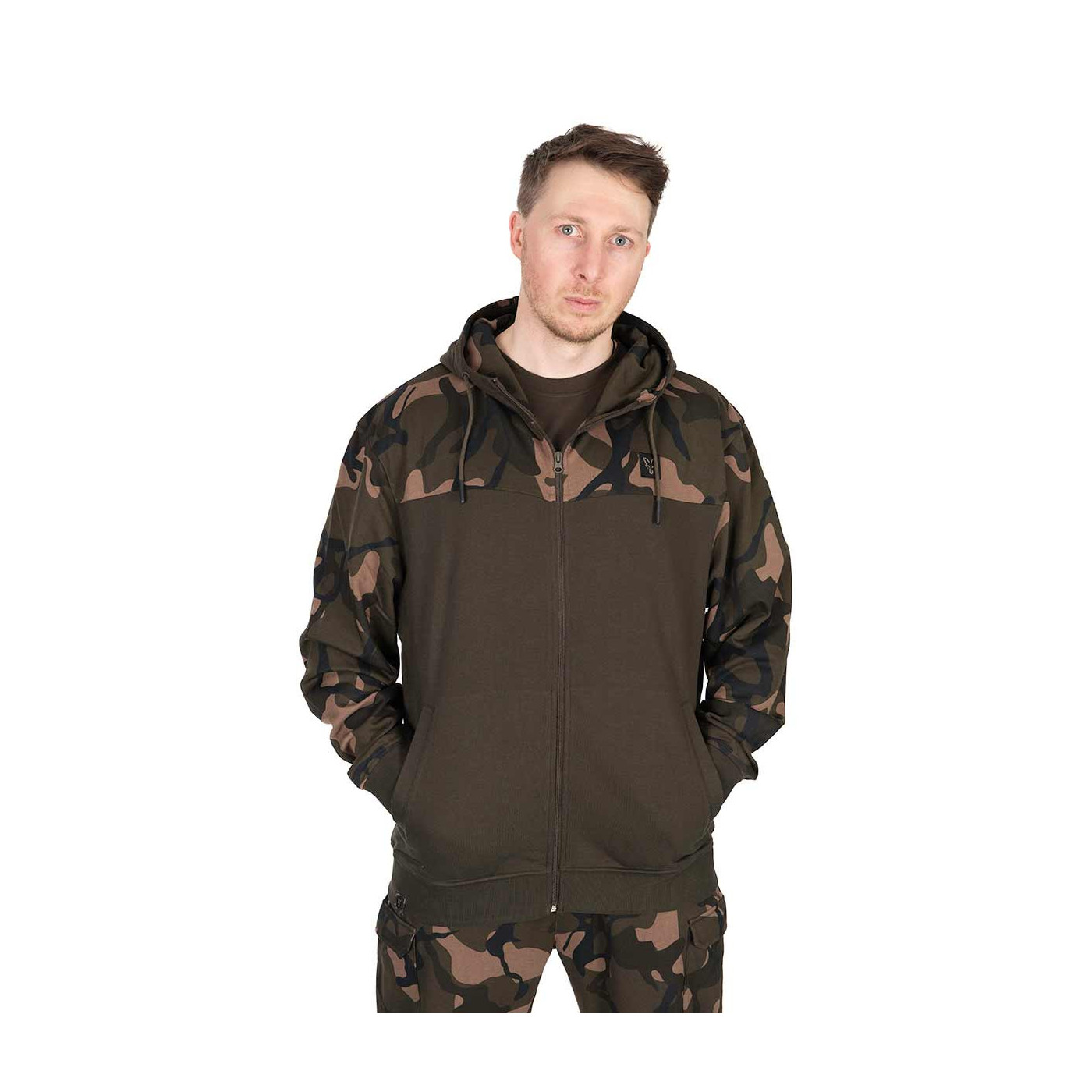 Bluza Fox LW Khaki / Camo Split Zip Hoody - roz. L - Centrum wędkarskie - Sklep wędkarski Jarofishing Bluza Fox LW Khaki / Camo Split Zip Hoody - roz. L - Centrum wędkarskie - Sklep wędkarski Jarofishing