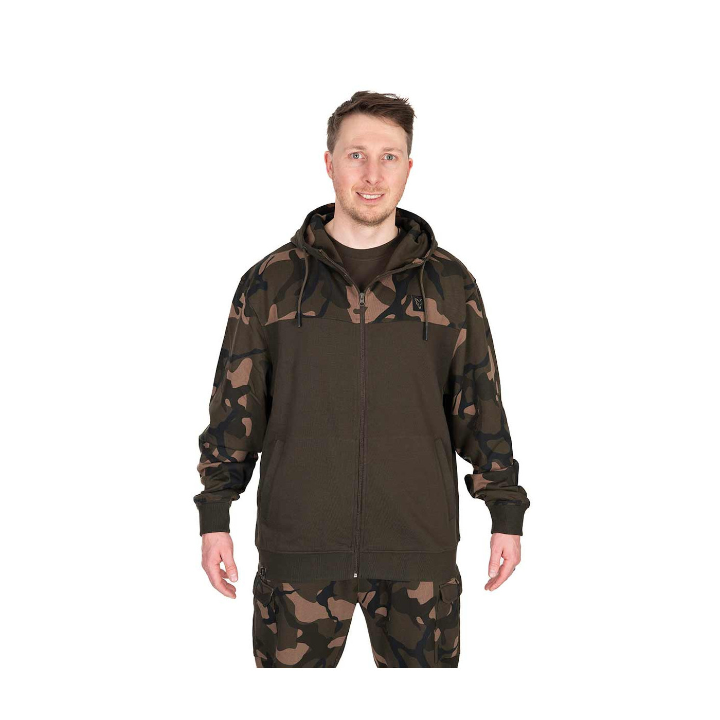 Bluza Fox LW Khaki / Camo Split Zip Hoody - roz. L - Centrum wędkarskie - Sklep wędkarski Jarofishing Bluza Fox LW Khaki / Camo Split Zip Hoody - roz. L - Centrum wędkarskie - Sklep wędkarski Jarofishing