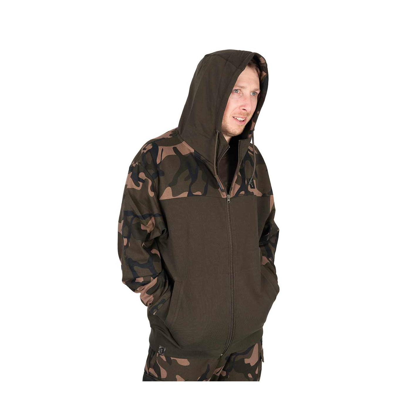 Bluza Fox LW Khaki / Camo Split Zip Hoody - roz. L - Centrum wędkarskie - Sklep wędkarski Jarofishing Bluza Fox LW Khaki / Camo Split Zip Hoody - roz. L - Centrum wędkarskie - Sklep wędkarski Jarofishing