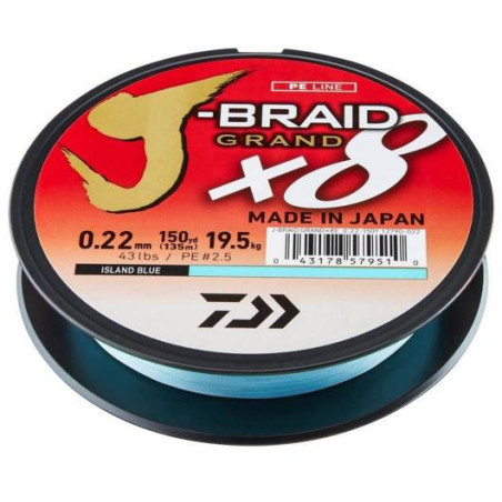 Plecionka Daiwa J-Braid Grand X8 135m 0.20 mm 16 kg BLUE - Centrum wędkarskie - Sklep wędkarski Jarofishing