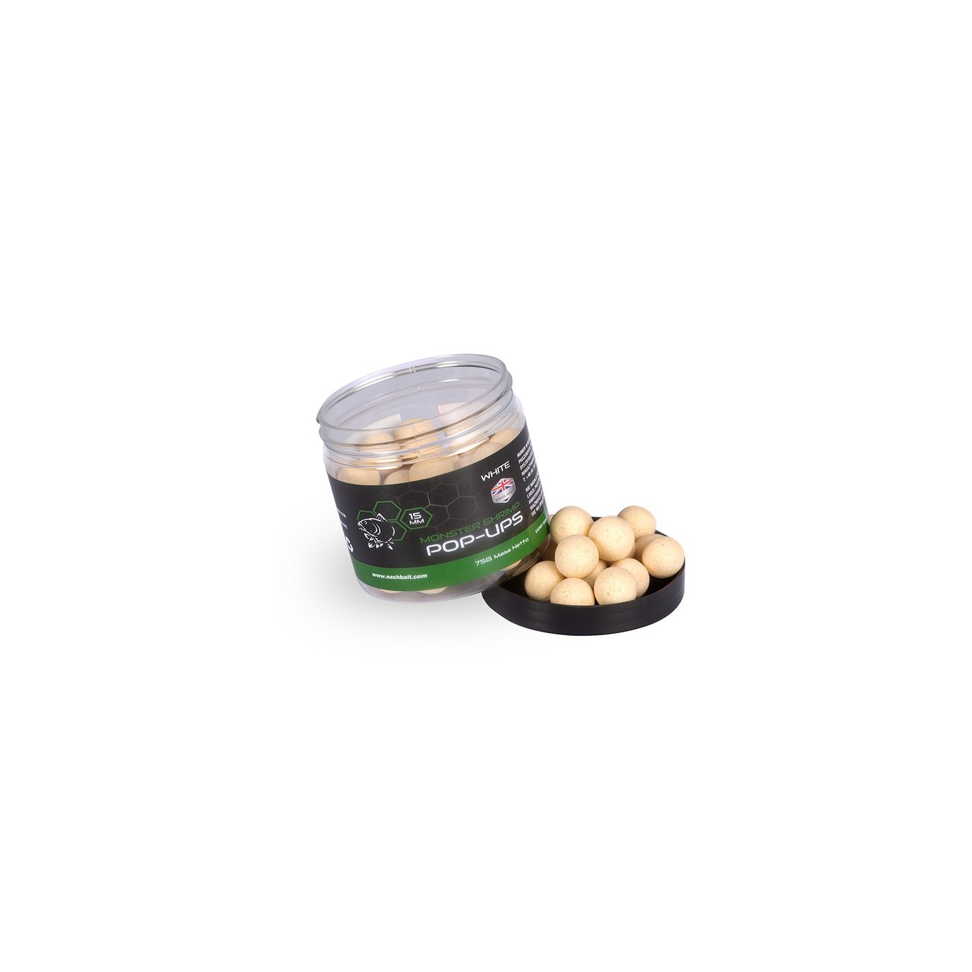 Pop Ups Nash Monster Shrimp 15mm 75g White - Centrum wędkarskie - Sklep wędkarski Jarofishing