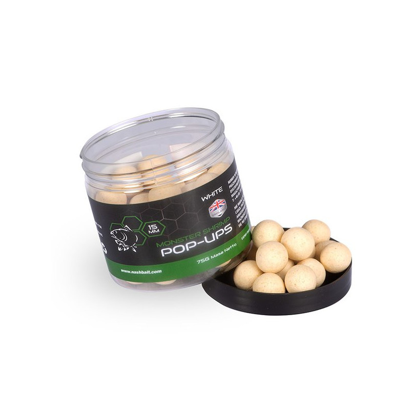 Pop Ups Nash Monster Shrimp 15mm 75g White - Centrum wędkarskie - Sklep wędkarski Jarofishing