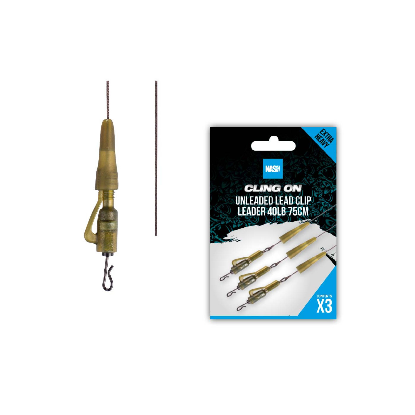 Nash Ready Tied Unleaded Lead Clip Leader 75cm – T8187 - Centrum wędkarskie - Sklep wędkarski Jarofishing