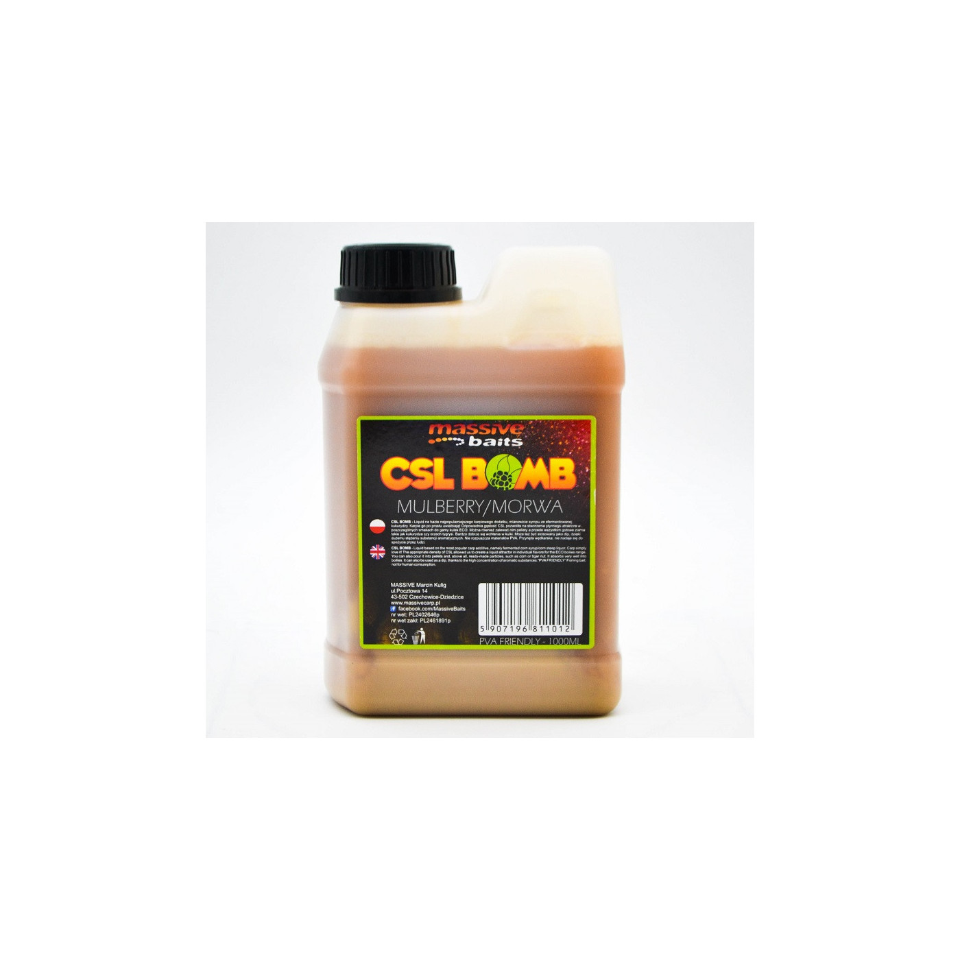 Liquid Massive Baits CSL BOMB Mulberry 1L - Centrum wędkarskie - Sklep wędkarski Jarofishing