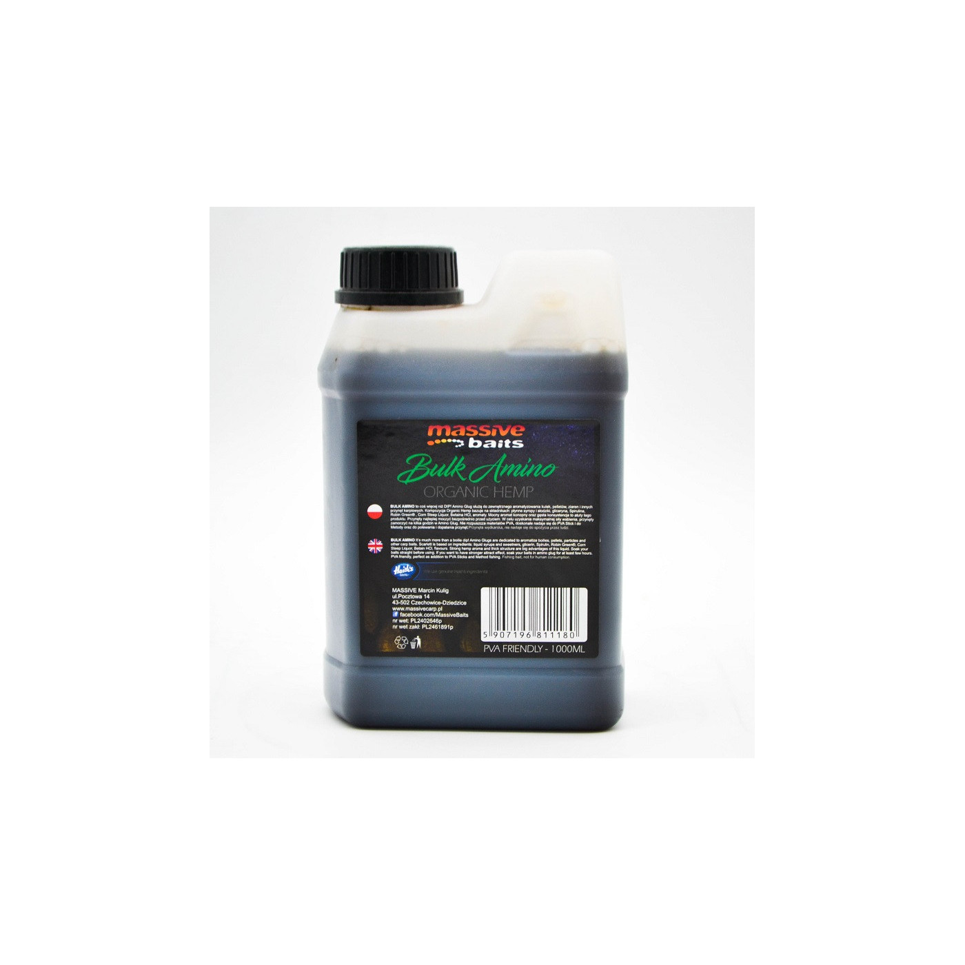 Liquid Massive Baits Bulk Amino Organic Hemp 1L - Centrum wędkarskie - Sklep wędkarski Jarofishing