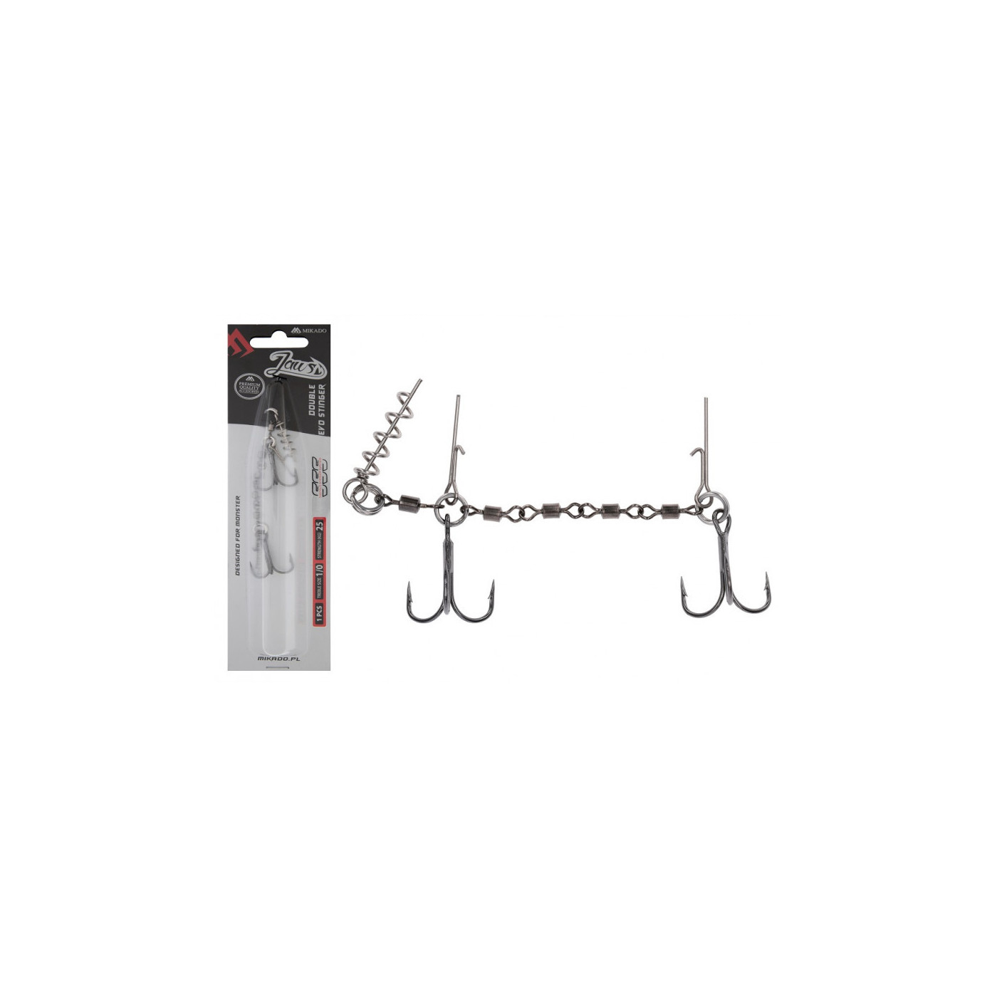 Dozbrojka Mikado z krętlików - JAWS Double EVO Stinger XL 35kg - Roz.Kotwicy 2/0 - Centrum wędkarskie - Sklep wędkarski Jarofish Dozbrojka Mikado z krętlików - JAWS Double EVO Stinger XL 35kg - Roz.Kotwicy 2/0 - Centrum wędkarskie - Sklep wędkarski Jarofish