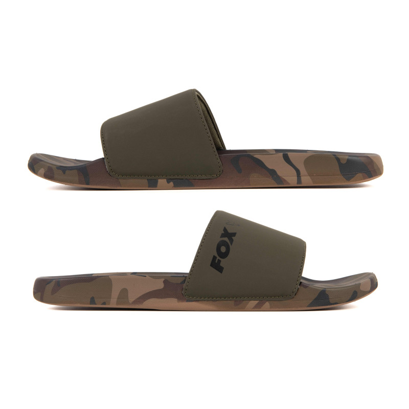 Klapki Fox Sliders CAMO ROZ.45 - Centrum wędkarskie - Sklep wędkarski Jarofishing
