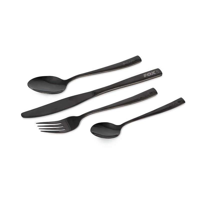 Fox Cookware Black Stainless Cutlery Set - zestaw sztućców - Centrum wędkarskie - Sklep wędkarski Jarofishing