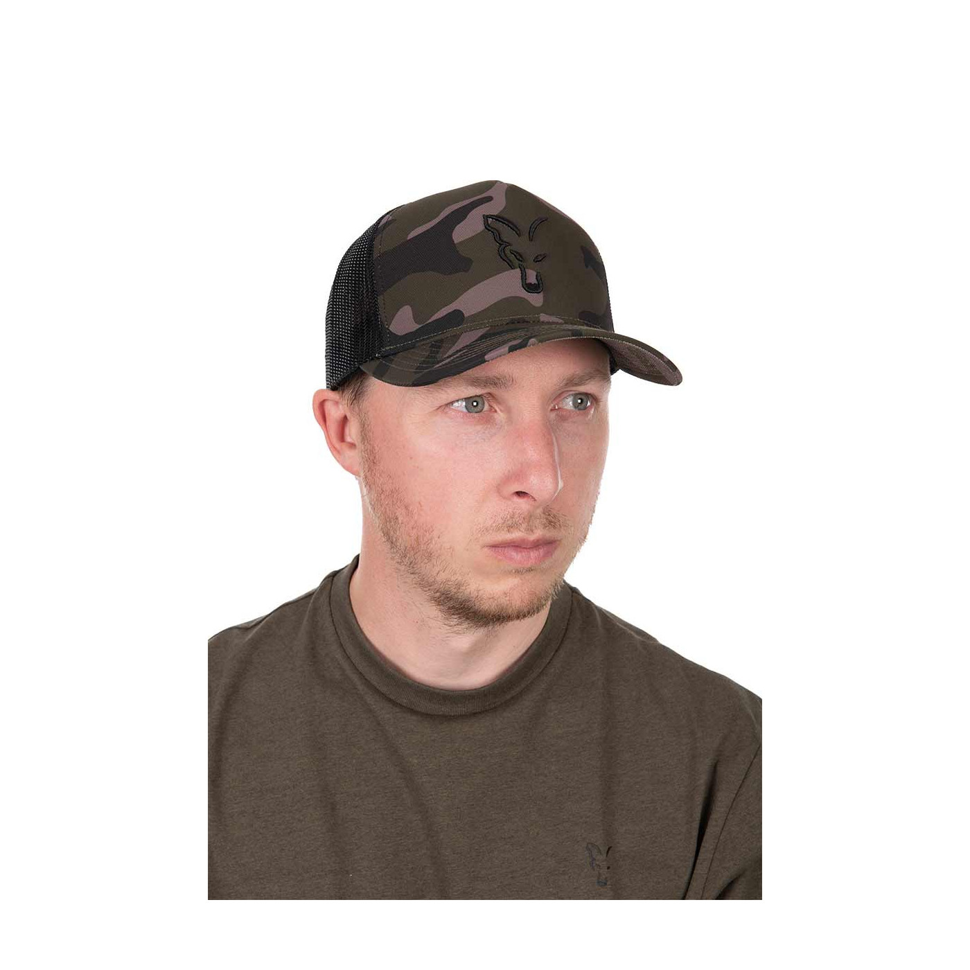 Czapka Fox Black CAMO Trucker cap - Centrum wędkarskie - Sklep wędkarski Jarofishing
