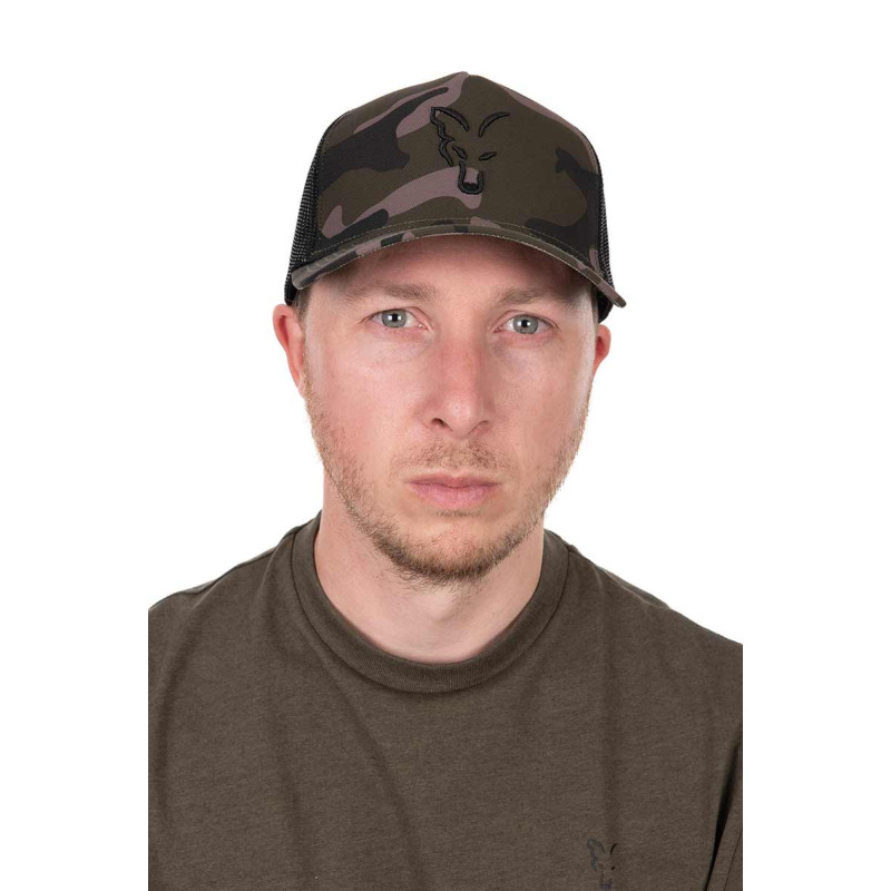 Czapka Fox Black CAMO Trucker cap - Centrum wędkarskie - Sklep wędkarski Jarofishing