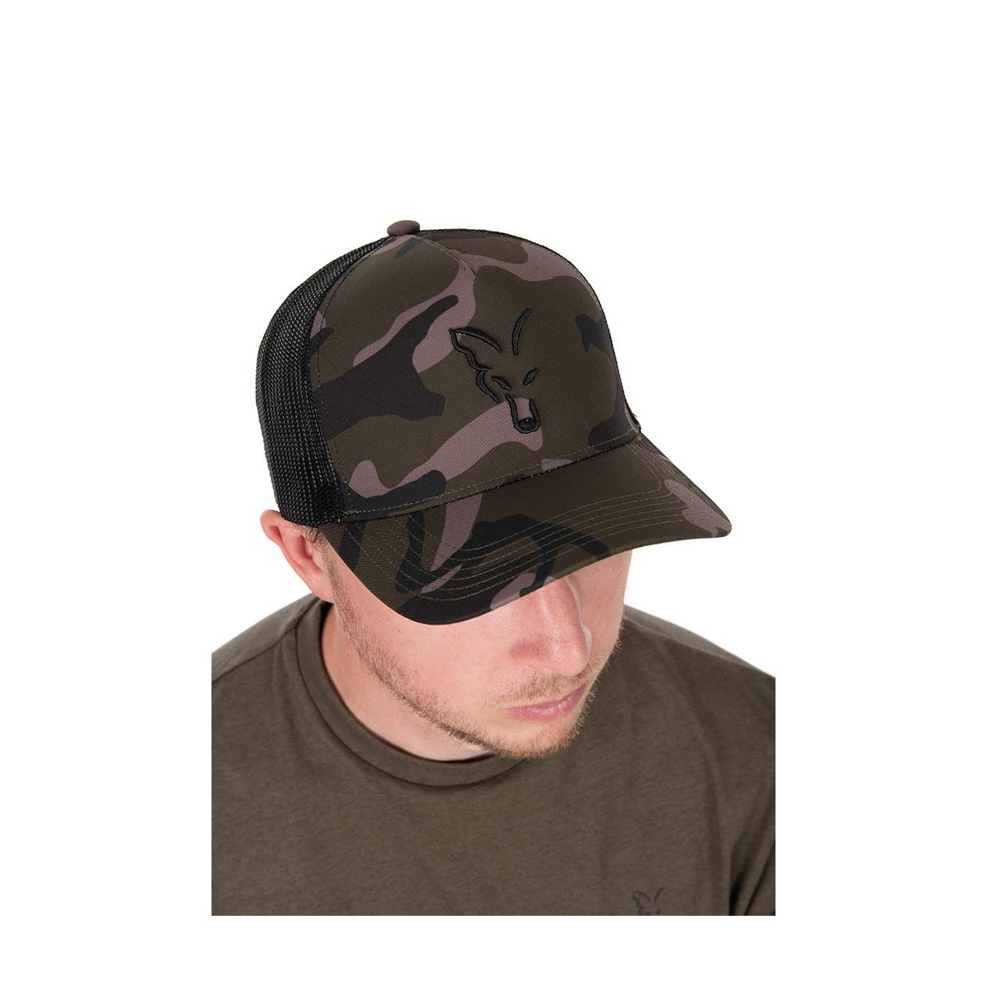 Czapka Fox Black CAMO Trucker cap - Centrum wędkarskie - Sklep wędkarski Jarofishing
