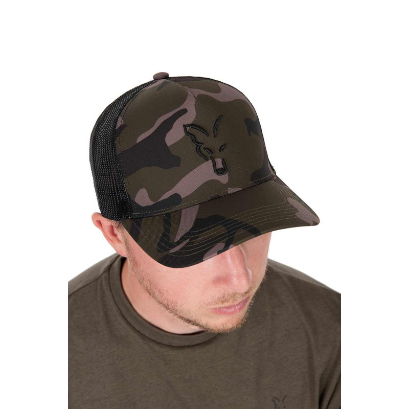 Czapka Fox Black CAMO Trucker cap - Centrum wędkarskie - Sklep wędkarski Jarofishing