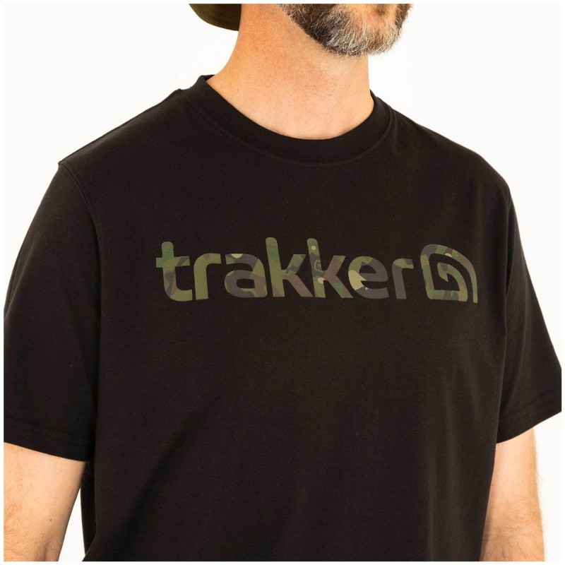 Koszulka Trakker CR Logo T-Shirt Black Camo Roz.M - Centrum wędkarskie - Sklep wędkarski Jarofishing