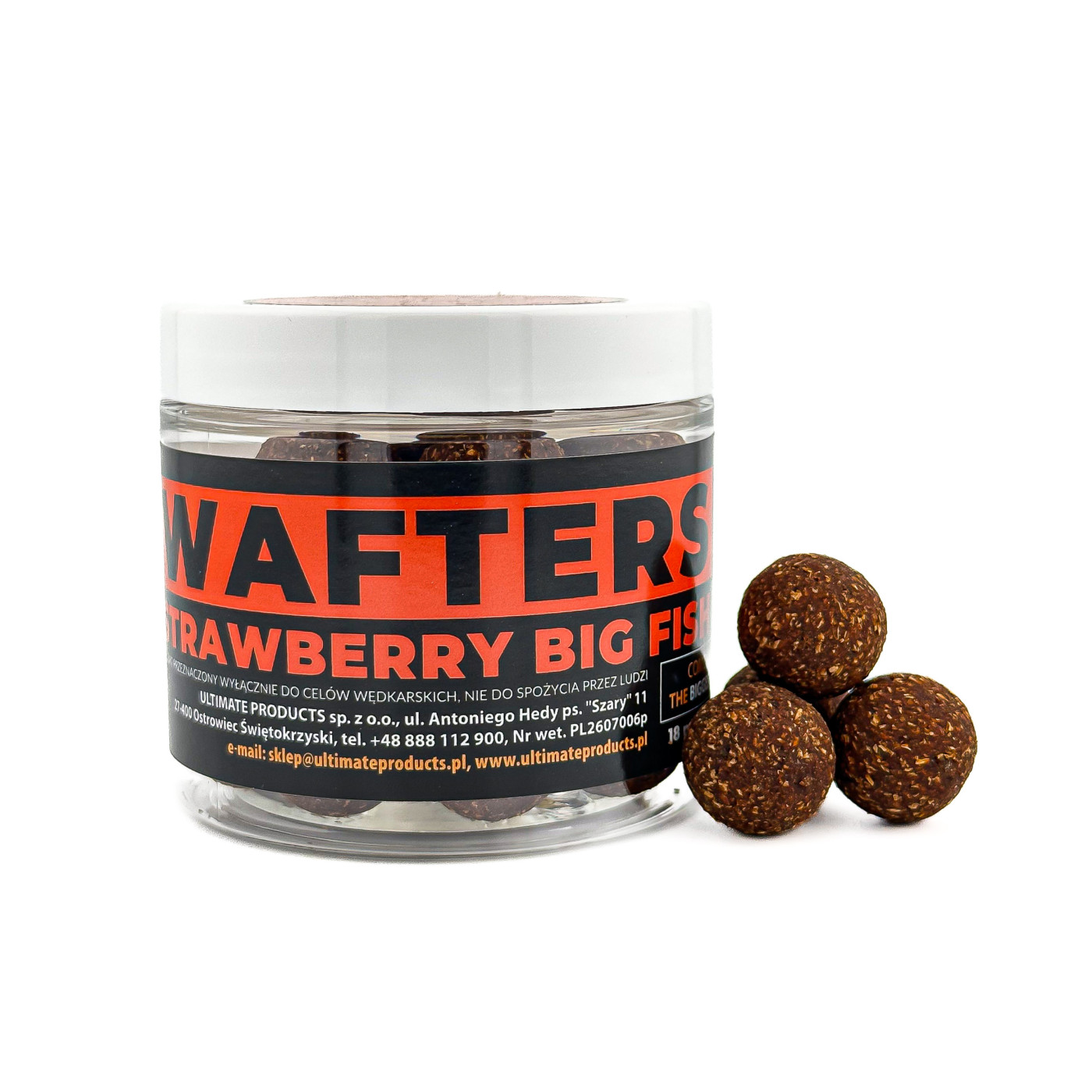 Waftersy Ultimate Products Strawberry Big Fish Roz.20mm - Centrum wędkarskie - Sklep wędkarski Jarofishing