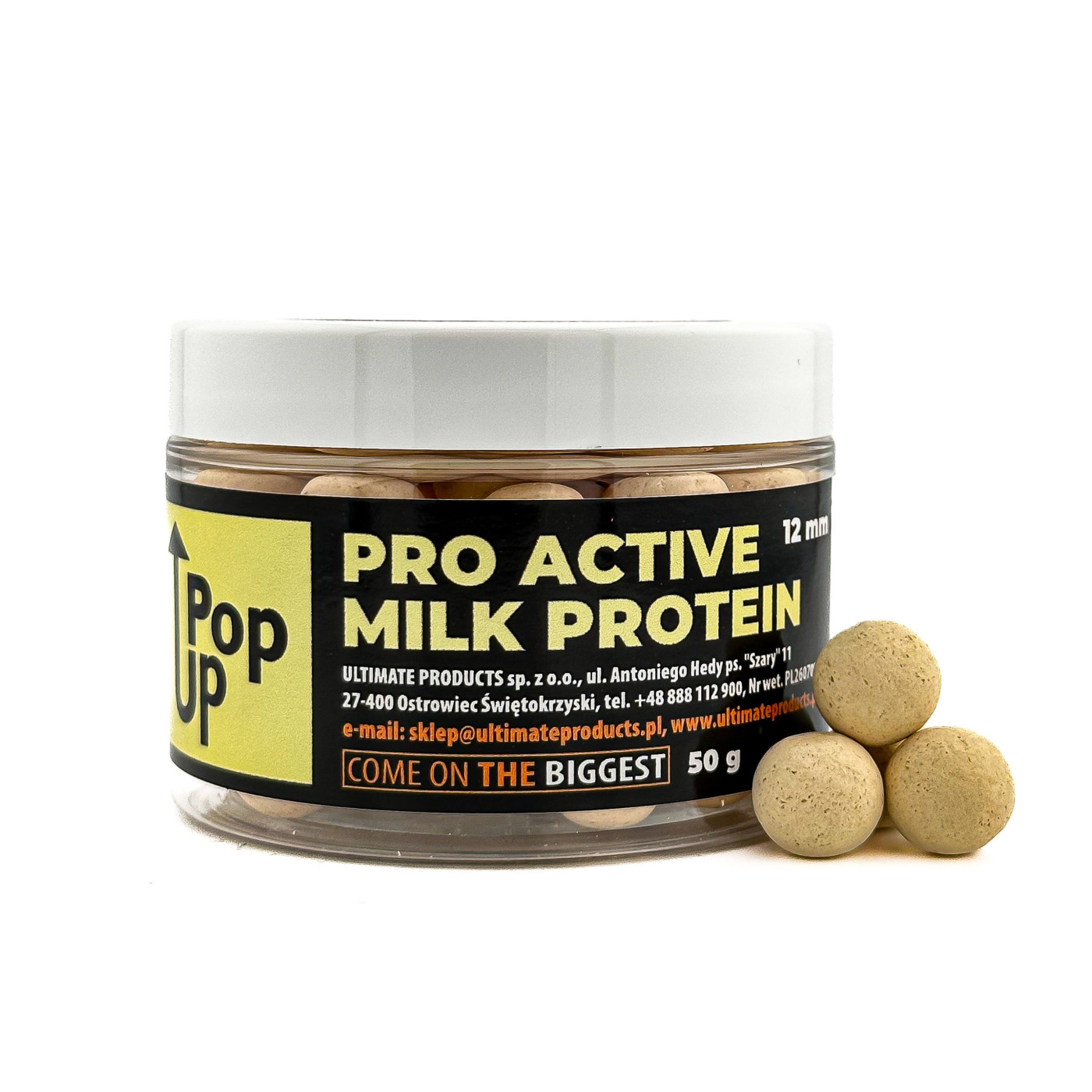 Kulki Pop-Up Ultimate Products Pro Active Milk Protein Roz.12mm - Centrum wędkarskie - Sklep wędkarski Jarofishing