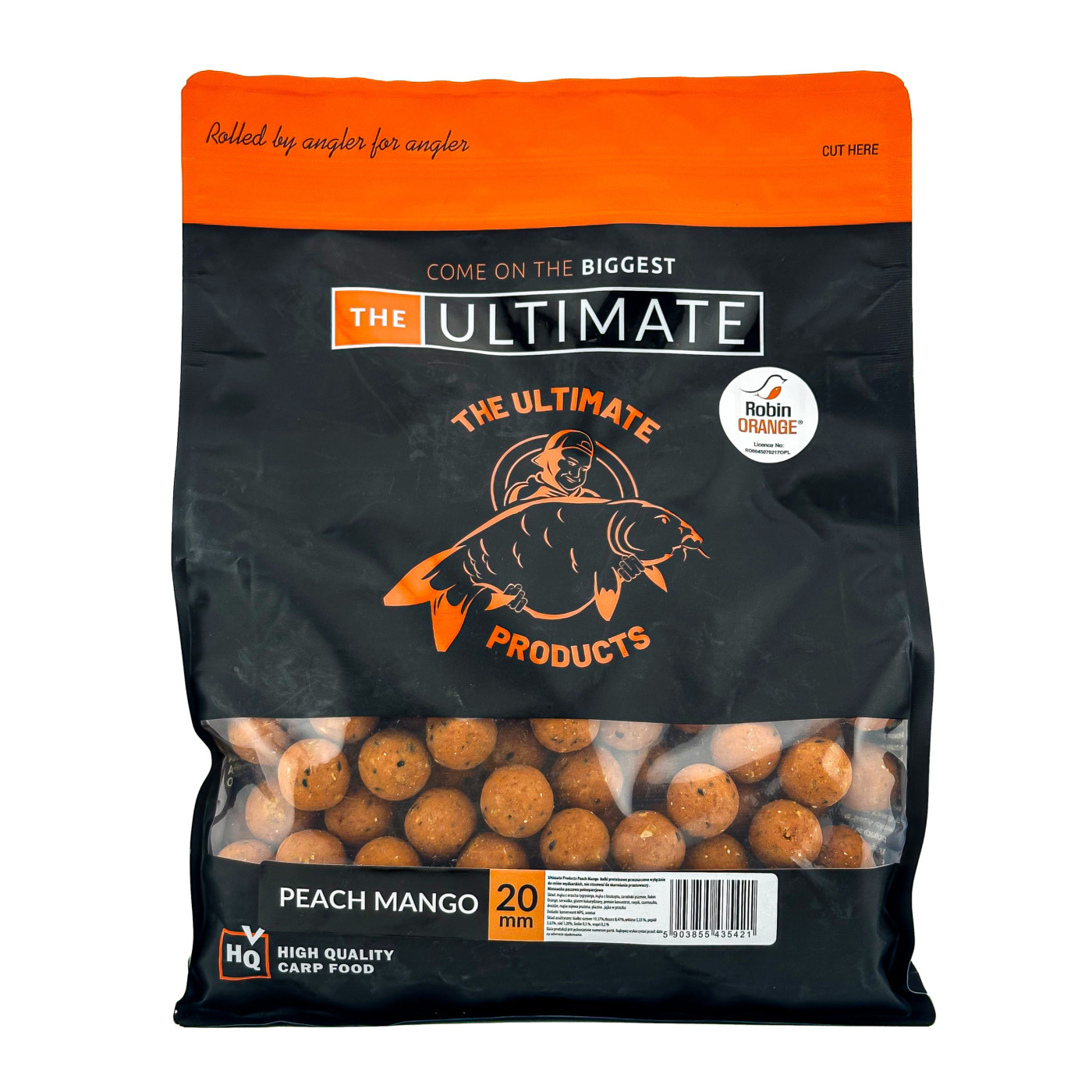 Kulki Proteinowe Ultimate Products Peach Mango 1kg Roz.30mm - Centrum wędkarskie - Sklep wędkarski Jarofishing