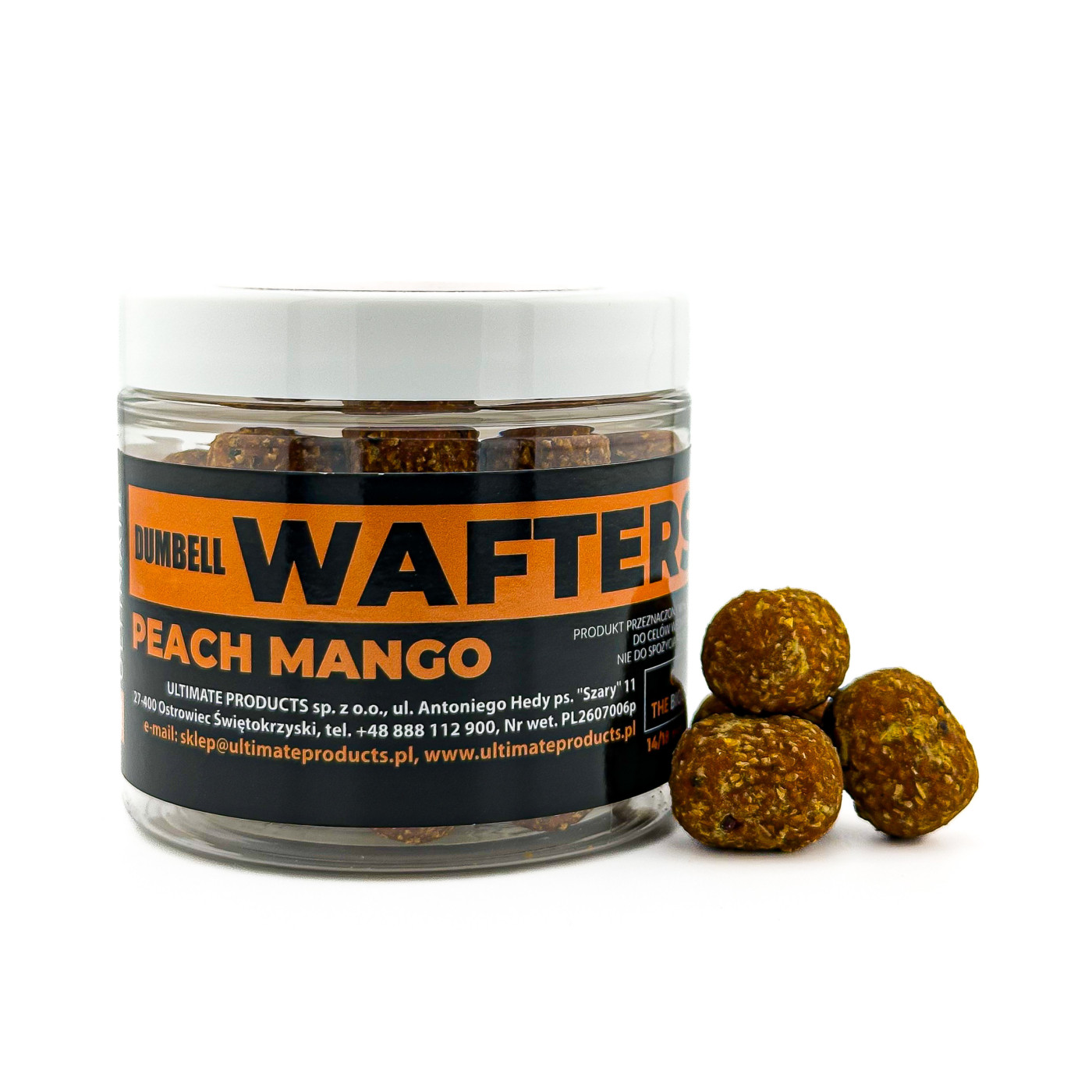 Waftersy Ultimate Products Peach Mango Dumbell Roz.14/18mm - Centrum wędkarskie - Sklep wędkarski Jarofishing Waftersy Ultimate Products Peach Mango Dumbell Roz.14/18mm - Centrum wędkarskie - Sklep wędkarski Jarofishing