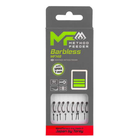 Przypony Mikado Method Feeder MF14B Barbless--ŻYŁKA--IGŁA...