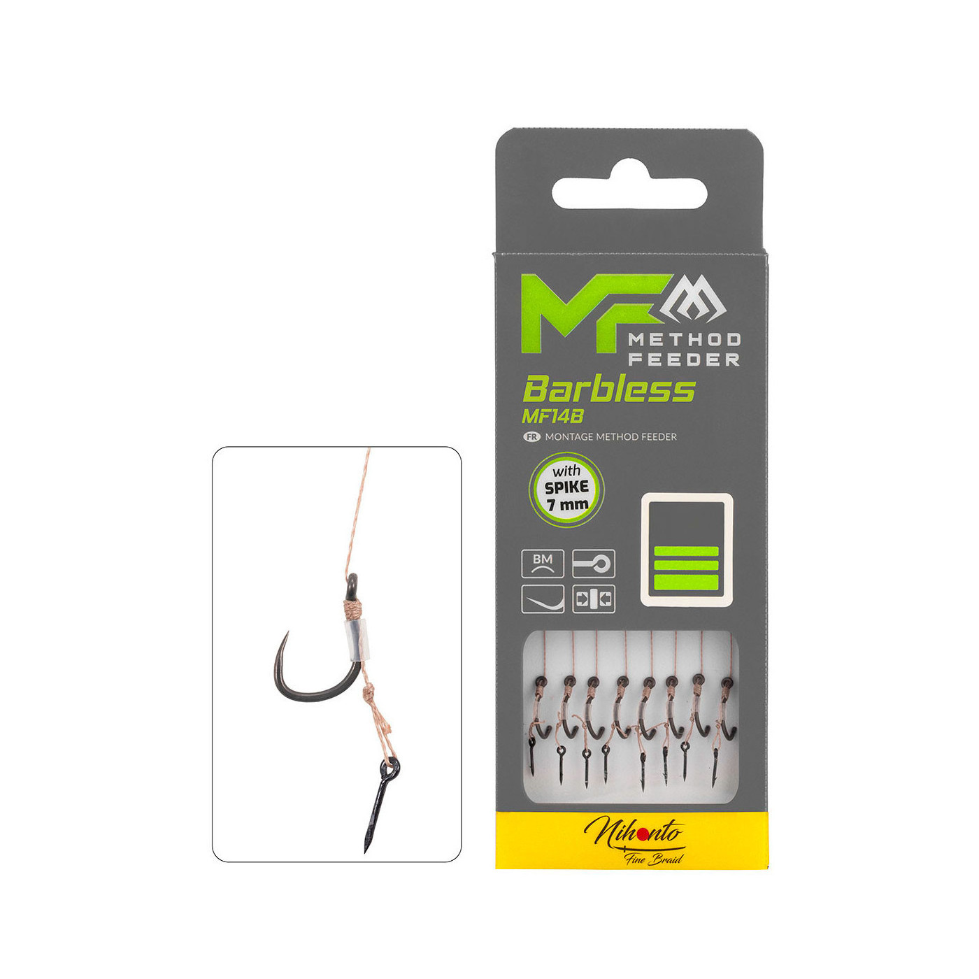 Przypony Mikado Method Feeder MF14B Barbless--PLECIONKA--IGŁA - roz. 6 (Bez zadziora) - Centrum wędkarskie - Sklep wędkarski Jar Przypony Mikado Method Feeder MF14B Barbless--PLECIONKA--IGŁA - roz. 6 (Bez zadziora) - Centrum wędkarskie - Sklep wędkarski Jar