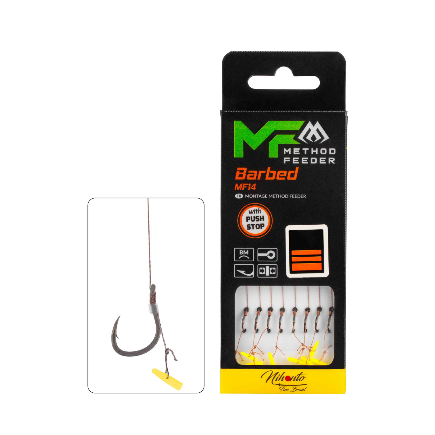 Przypony Mikado Method Feeder MF14 Barbed-PLECIONKA-PUSH STOP - roz. 10 - (zadzior) - Centrum wędkarskie - Sklep wędkarski Jarof Przypony Mikado Method Feeder MF14 Barbed-PLECIONKA-PUSH STOP - roz. 10 - (zadzior) - Centrum wędkarskie - Sklep wędkarski Jarof