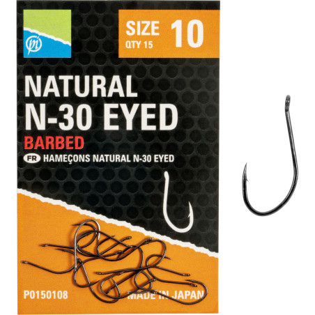 Haczyki Preston Natural N-30 Eyed - roz.12 - Centrum wędkarskie - Sklep wędkarski Jarofishing